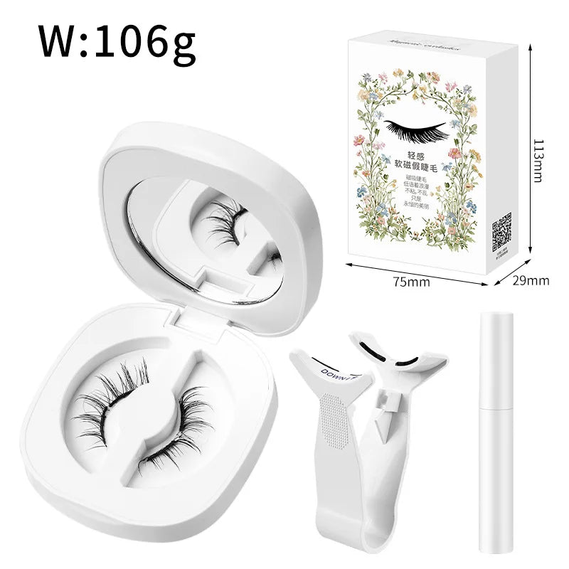 New Hot Soft Magnetic Eyelashes Set 1 Pair Reusable No Glue Needed False Eyelashes with Magnetic Tweezers Curly Faux Lashes