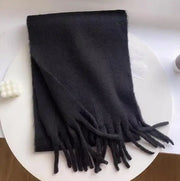 Women's Soft Polyester Tassel Scarf — Long Solid-Color Wrap