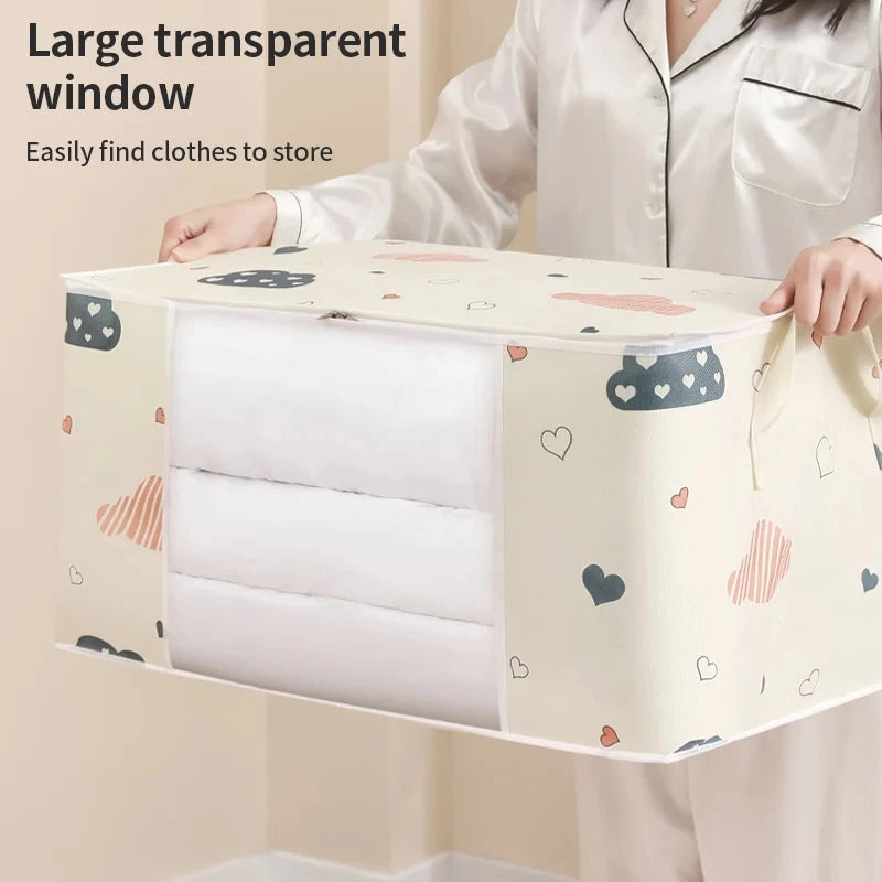 Nonwoven Quilt Storage Bag with Window — 55 × 35 × 25 cm, 1 Piece