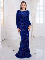 Sequin Long Sleeve Mermaid Gown
