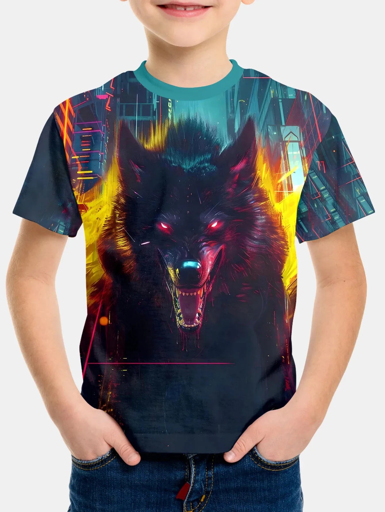 Wolf Print Kids Short-Sleeve T-Shirt