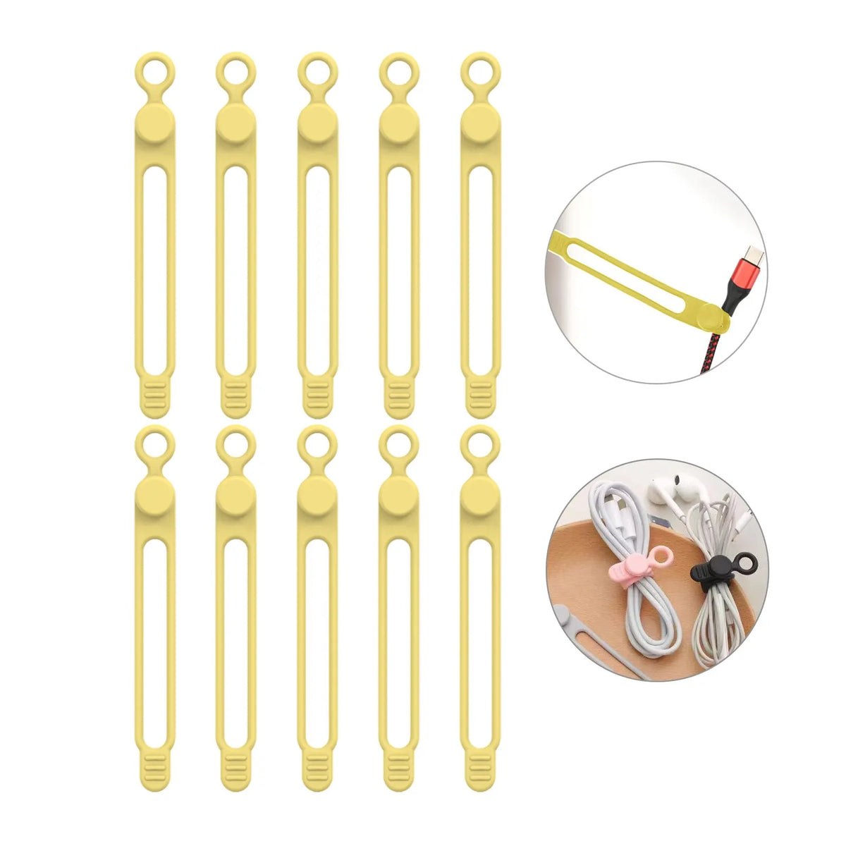Reusable Silicone Cable Ties — Selected Color and Pack