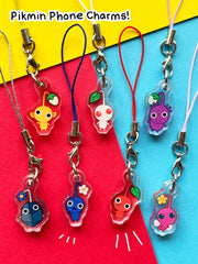 Tiny Pikmin Phone Charm Keychains  Funny Cute 1in Acrylic Keychains Phone Charm  Double Sided
