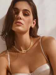 Stainless steel electroplated vintage niche necklace, punk rock heavy duty zircon-encrusted clavicle necklace, Cuban chain