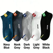 Men's Polyester Low-Cut Ankle Socks — 5 Pairs, Mixed Colors