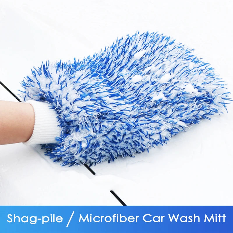 Blue Microfiber Car-Wash Mitt — Single or Accessory Set