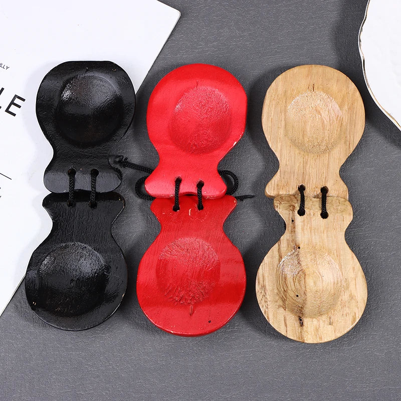 2Pcs Traditional Castanet Wood Spanish Flamenco Dance W String Hand Clapper Children Percussion Instrument