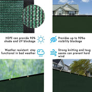 Green Fence Privacy Screen Windscreen Cover Fabric -Backyard Privacy Fence, Balcony Deck Privacy Screen with Bindings & Grommets
