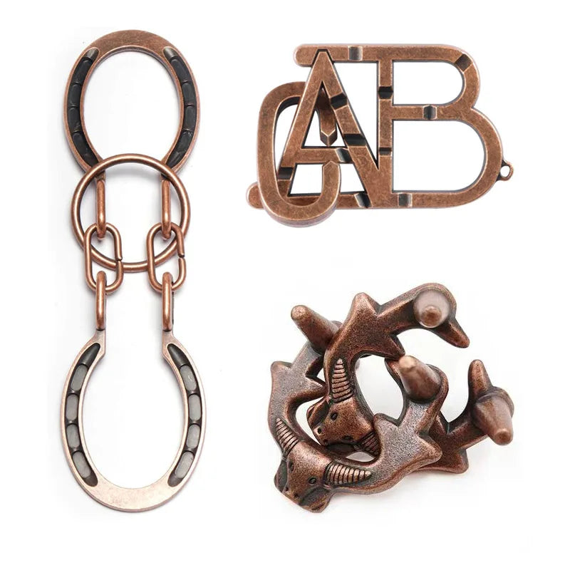 Magic Baffling 3PCS Set Disentanglement Metal Brain Teaser Puzzles Ring Educational Toys IQ Games For Kids Teens Adults Gifts