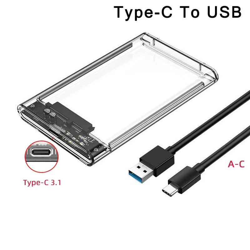 USB 3.0/Type C to SATA III Hard Disk Case for 2.5 inch HDD SSD External Hard Drive Enclosure Harddisk Boxs Support UASP HDD Box