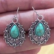 2026 New European and American Pine Stone Eardrops for Women, Water Drop Art Retro Jewelry, Elegant Ethnic Style Fashion Jewelry