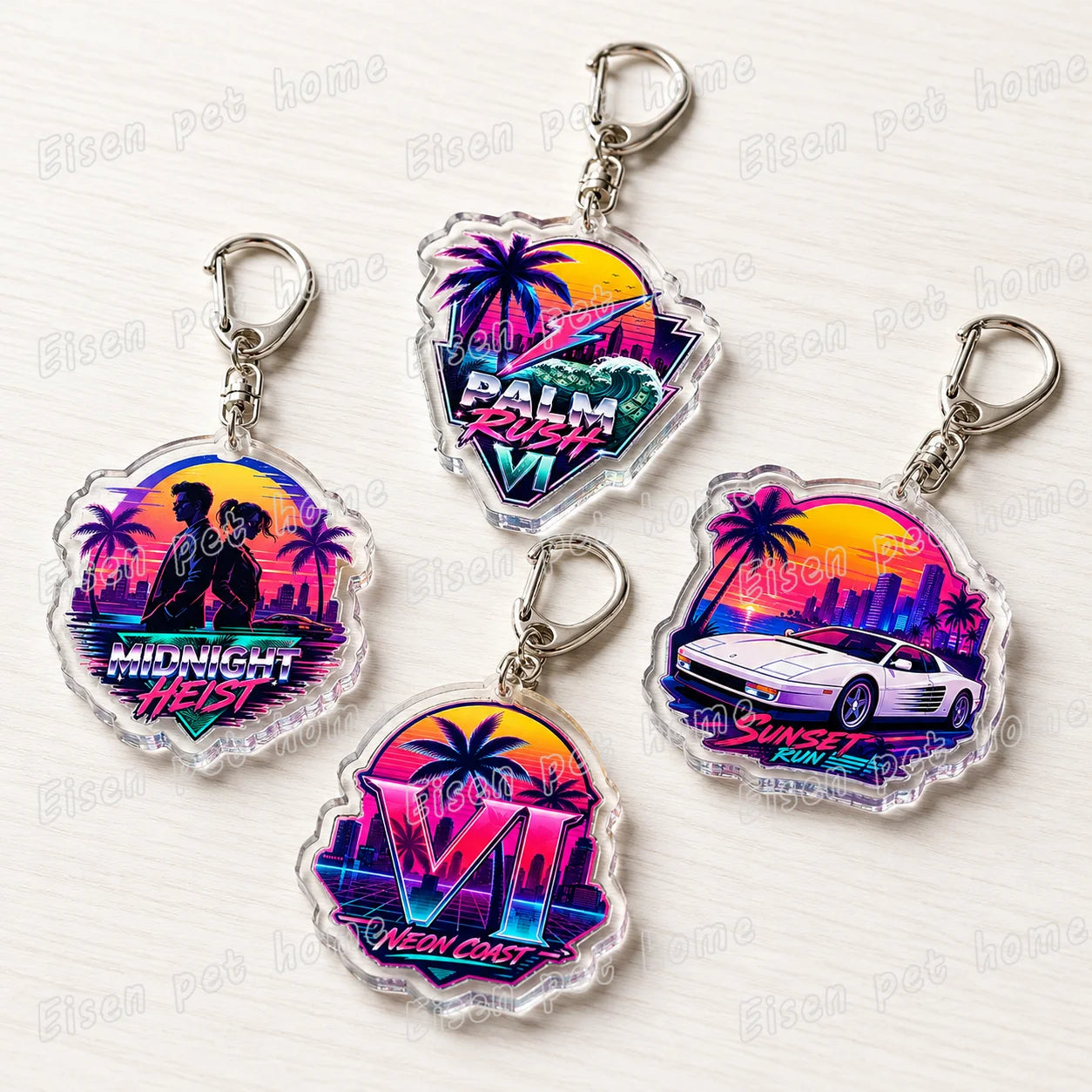 Classic Game Vice City Keychains for Accessories Bag Charm San Andreas Pc Games  Lovers Keyring Jewelry Fans Gifts