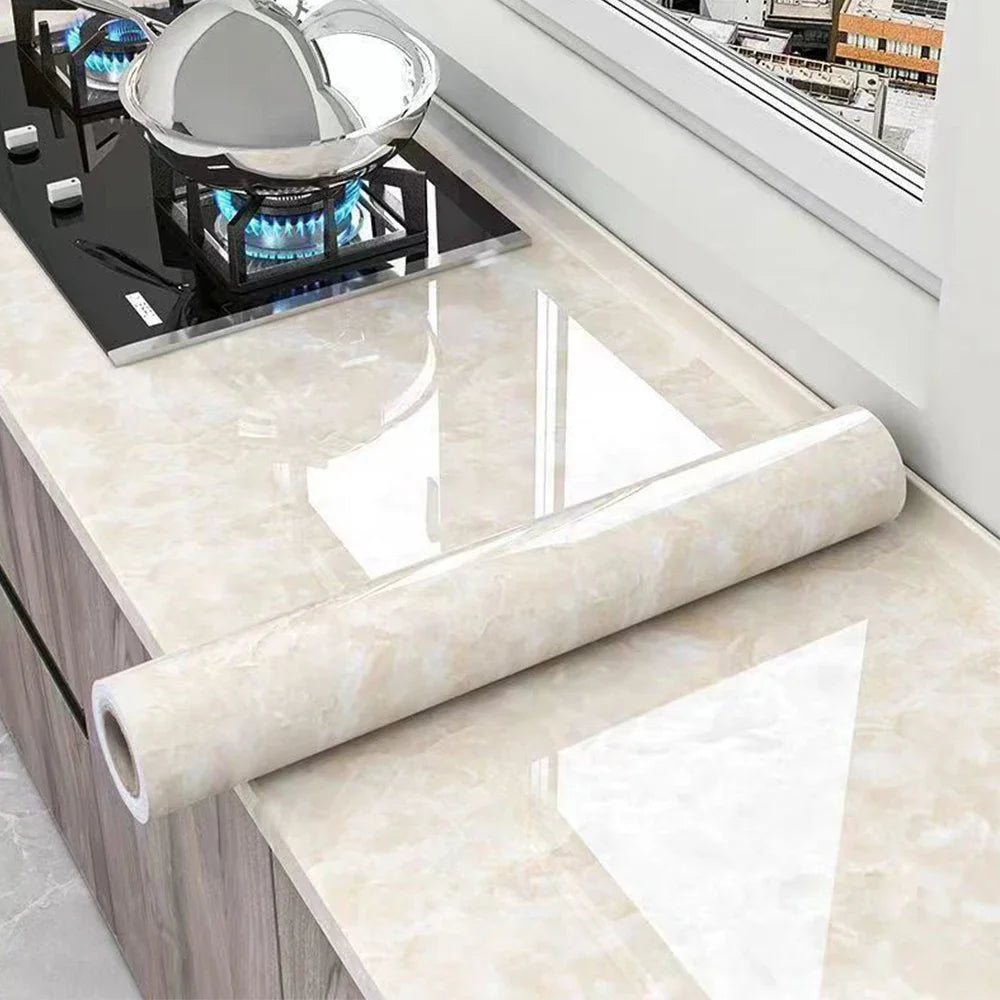 Marble Self Adhesive Wallpaper Waterproof Oil Proof Peel Stick Sticker for Kitchen Countertop Cabinet Furniture Wall Home Renova