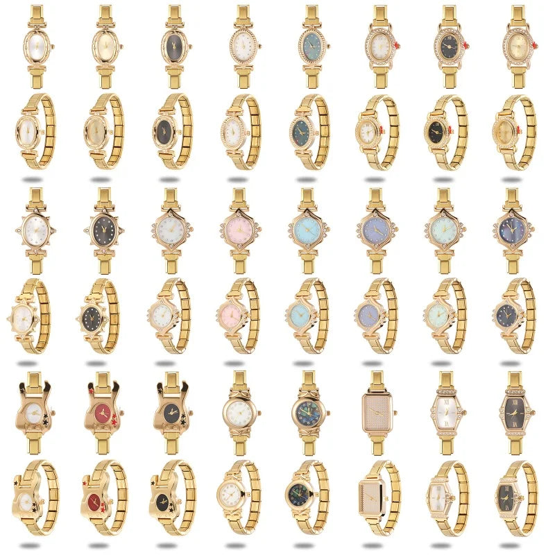 New Vintage Men Women's High Quality Oval Shape Stainless Steel Watch Bracelet Fit 9mm DIY Italian Charm Bangle Jewelry Gifts