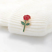 Red Rose Metal Brooch — Small, Large or 2-Piece Pair