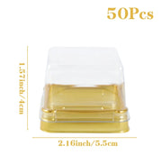 50Pcs Mini Dessert Cake Boxes Container Transparent Cupcake Pastry Baking Packaging Boxes Wedding Party Supplies Christmas Gift