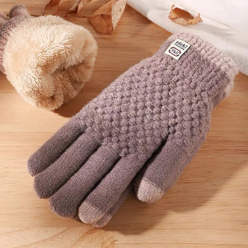 Women's Cable-Knit Fleece-Lined Touchscreen Gloves — 1 Pair