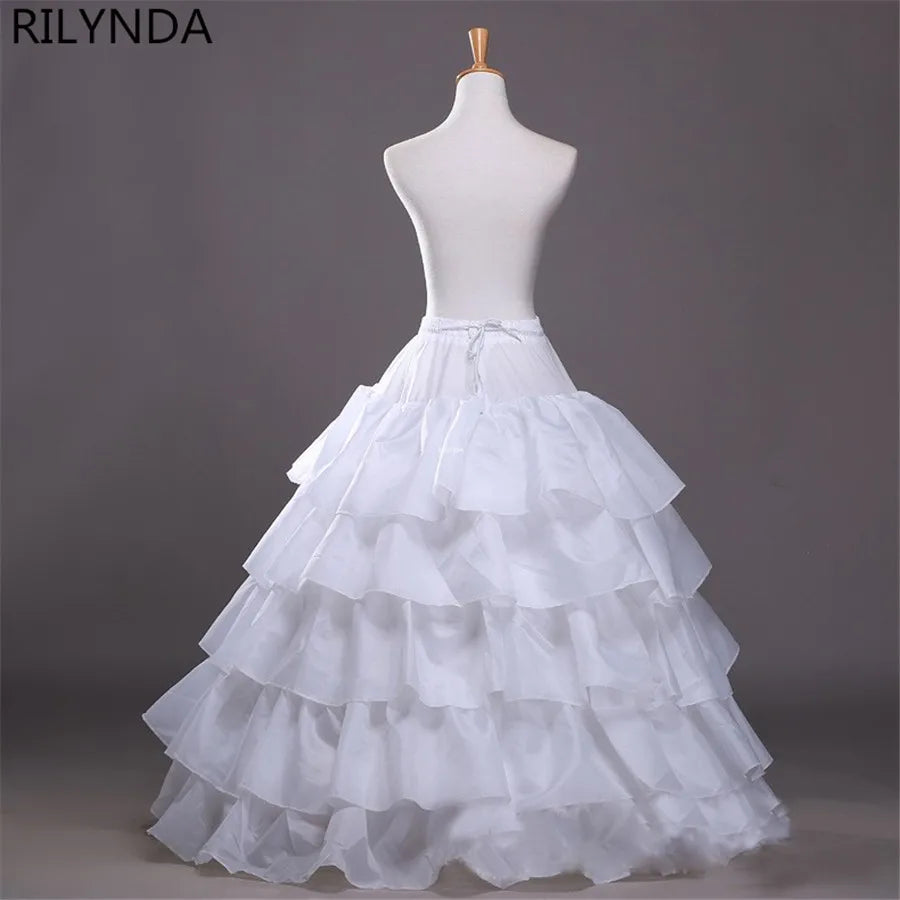 Full Shape Hoop Skirt 5 Ruffles Layers Ball Gown Petticoat Underskirt Slip for Wedding Dress Adjustable Waist