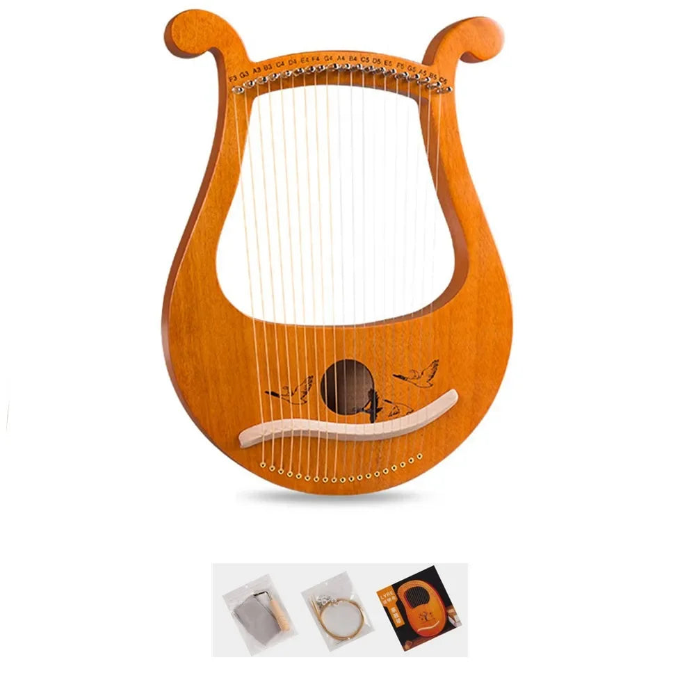 19-String Mahogany Lyre Harp