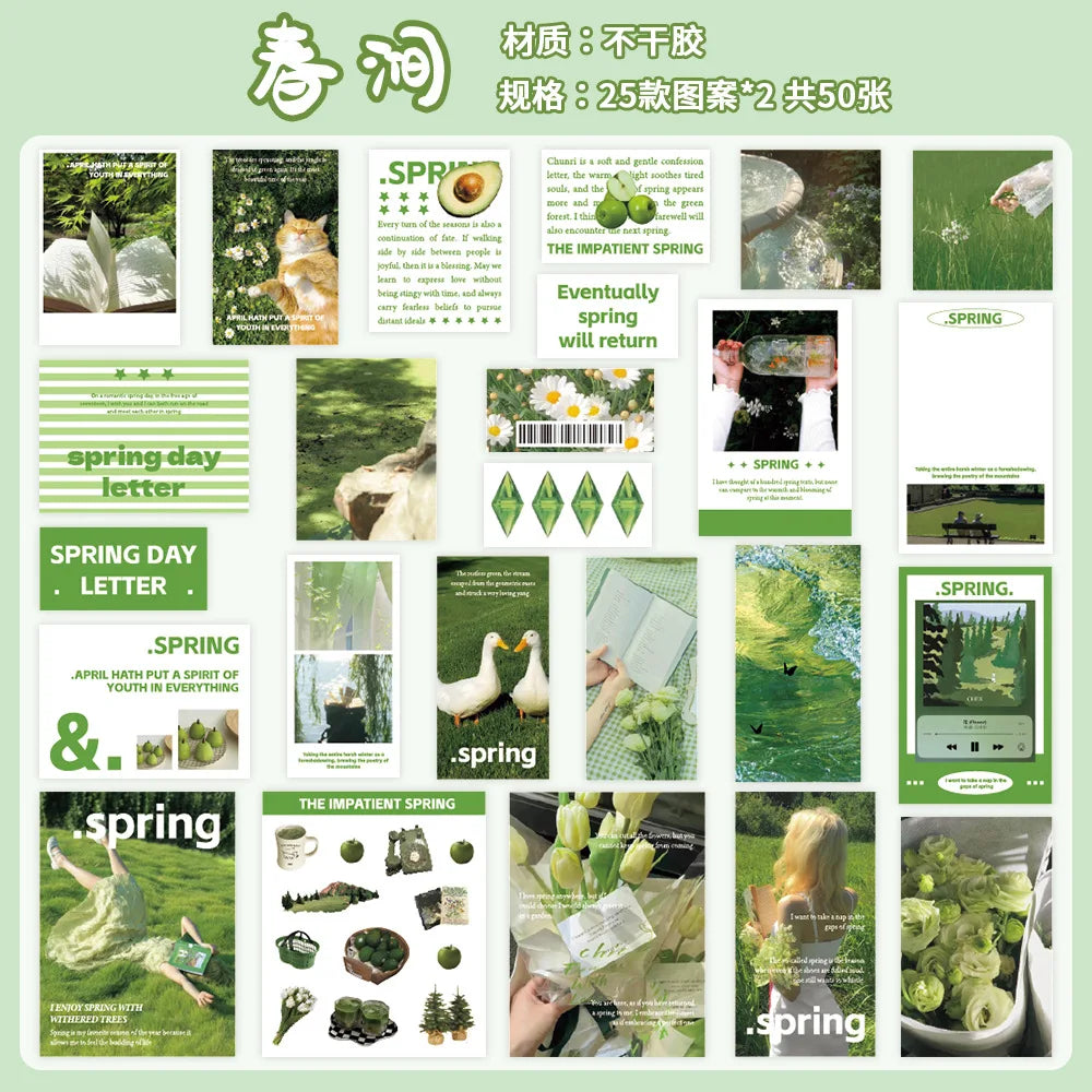 Seasonal Scenery Stickers — 50 or 200 Pieces