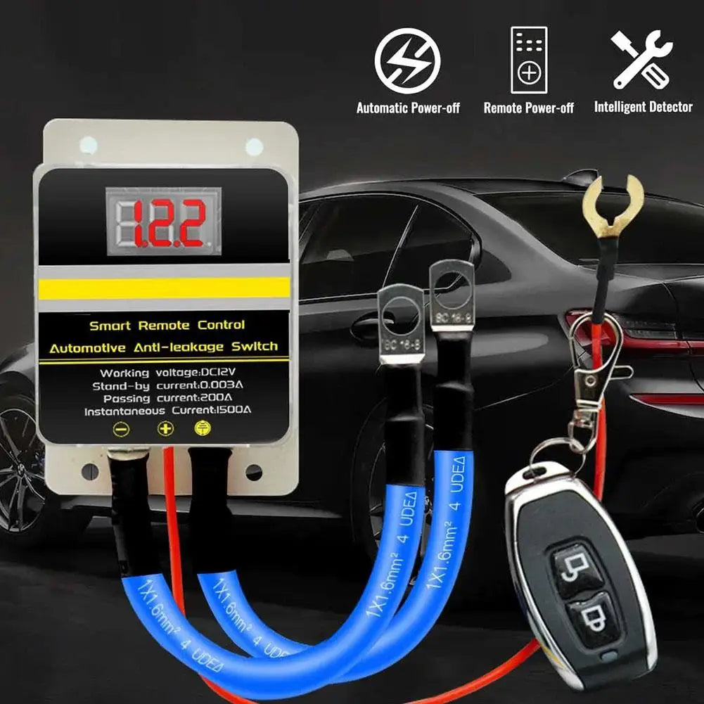 12V Car Battery Cutoff Switch Wireless Remote Control Disconnect Battery Relay With Led Display Leakage Protection Universal