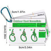 Outdoor Knot Reference Cards with Mini Clip — 27-Knot Guide Set
