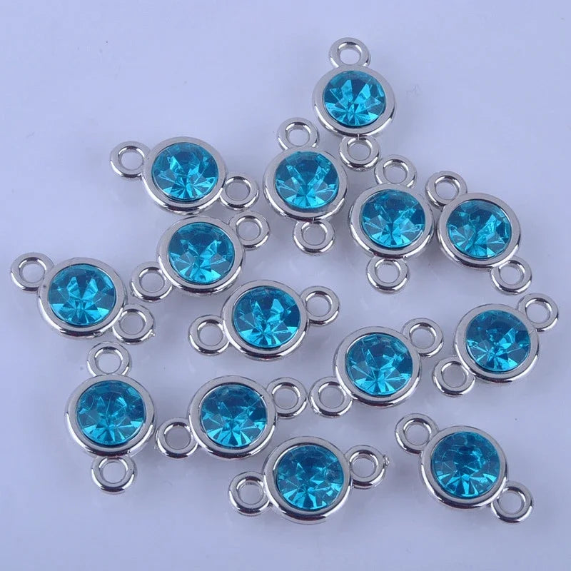 12pcs/lot Colorful Birthstone Charms 11mm*19mm Acrylic double charms for Diy Statement Necklace and Bracelet A003