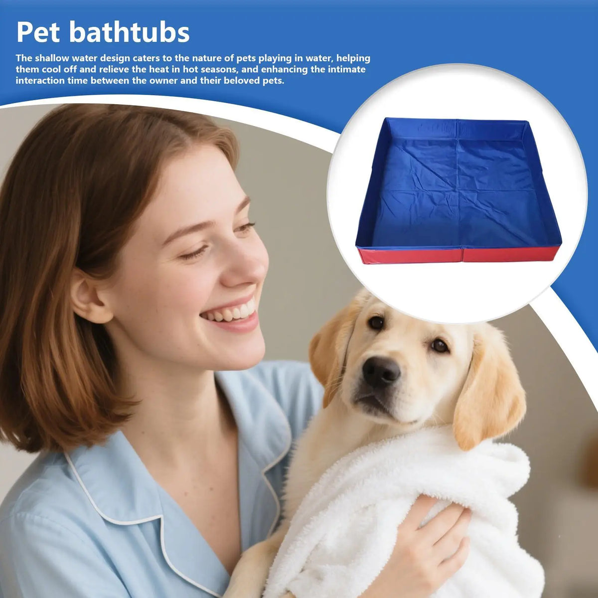 Dog Paddling Pool 50x50x10cm PVC Folding small pet bathtub Summer Cool Cleaning Basin for Puppy Cats Ducks Parrots Pet Supplies