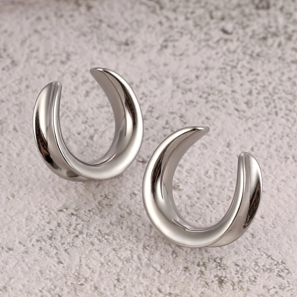 Twolobes 2PCS Saddle Ear Tunnel Plug Stainless Steel Piercing Ring Expander Studs Stretchers Body Jewelry Daily Hypoallergenic