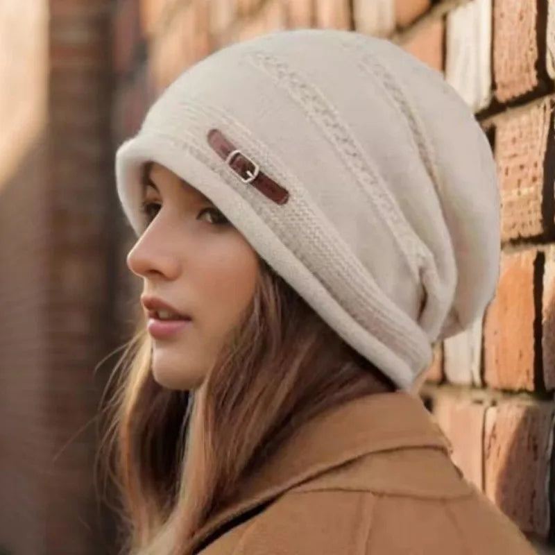 Women's Knit Beanie Hat Autumn Winter Warm Plush Fleece Lined Large Size Full Coverage Stackable Design Outdoor Activities Daily