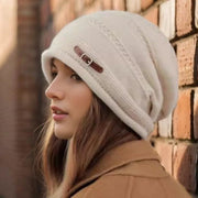 Women's Knit Beanie Hat Autumn Winter Warm Plush Fleece Lined Large Size Full Coverage Stackable Design Outdoor Activities Daily