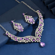 FYUAN Women's Jewelry Set Red Blue Water Drop Crystal Earrings Necklace Zinc Alloy Casual Style All Season Wear