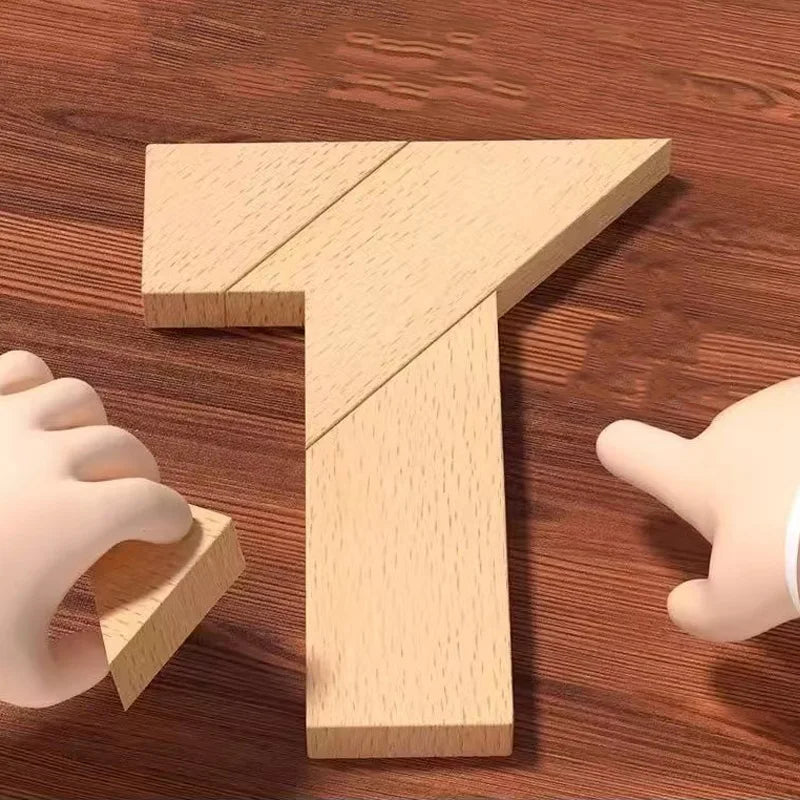 Wood T Shape Puzzle Geometric Tangram 100 Problem Challenges Brain Teaser Toys for Kids & Adults Party Favors Classroom Prizes
