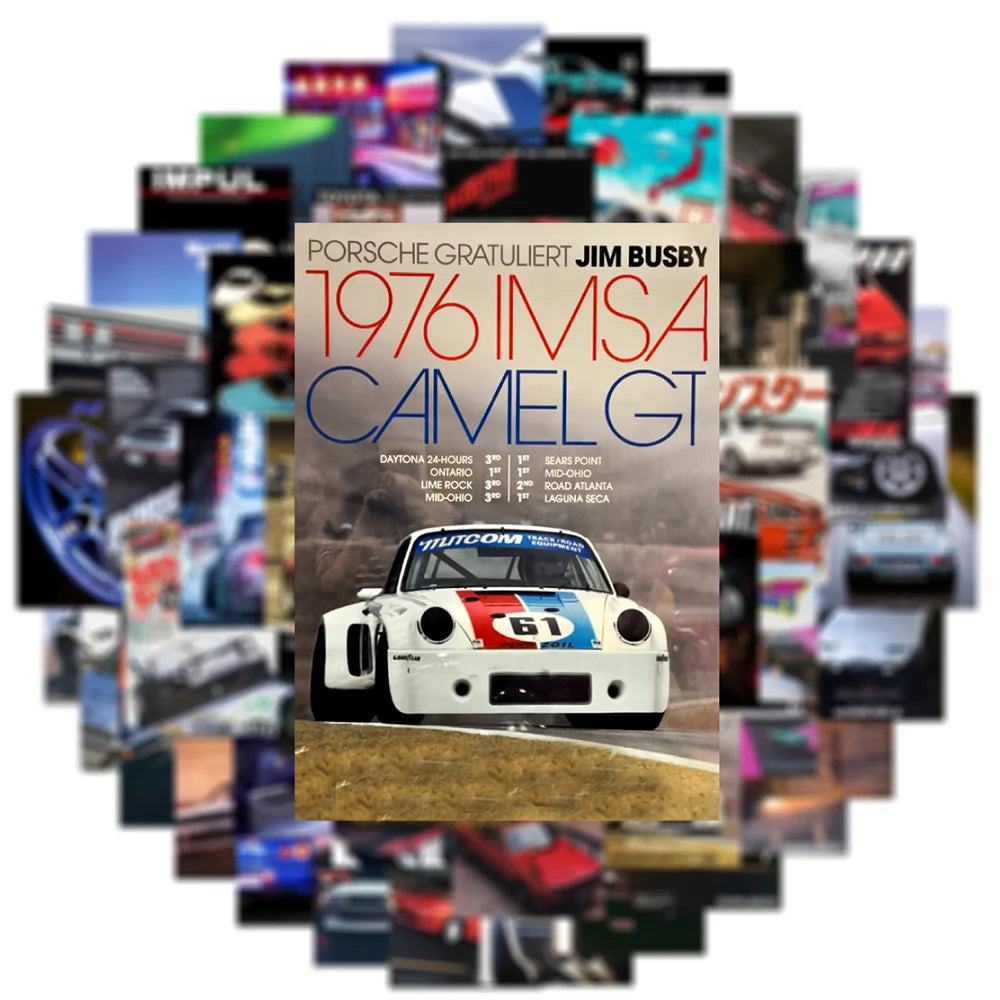 10/30/50pcs Retro JDM Car Poster Stickers Cool Retrofit Racing Cartoon Graffiit Sticker Decals for Bag Motorcycle Phone Suitcase