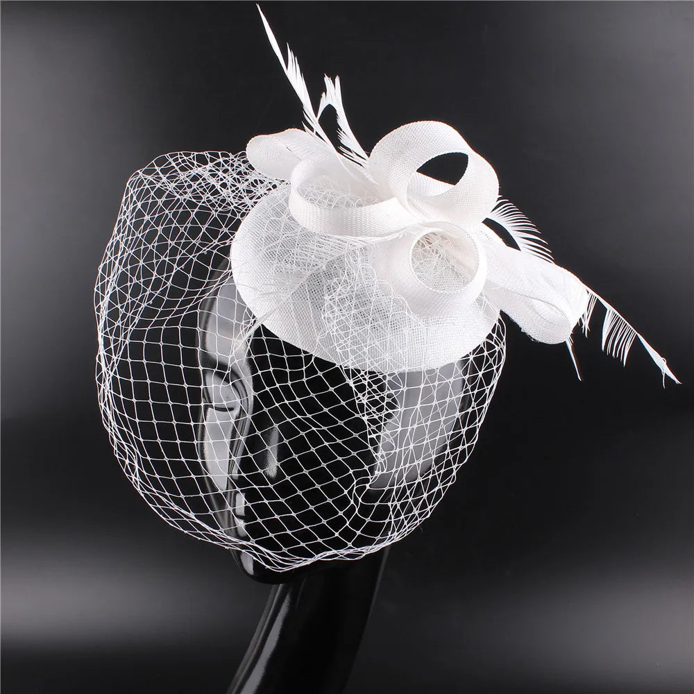 Women's Fascinator Hat Imitation Sinamay Feather Tea Party Pillbox Flower Derby Millinery Church Cocktail Headwear New Design
