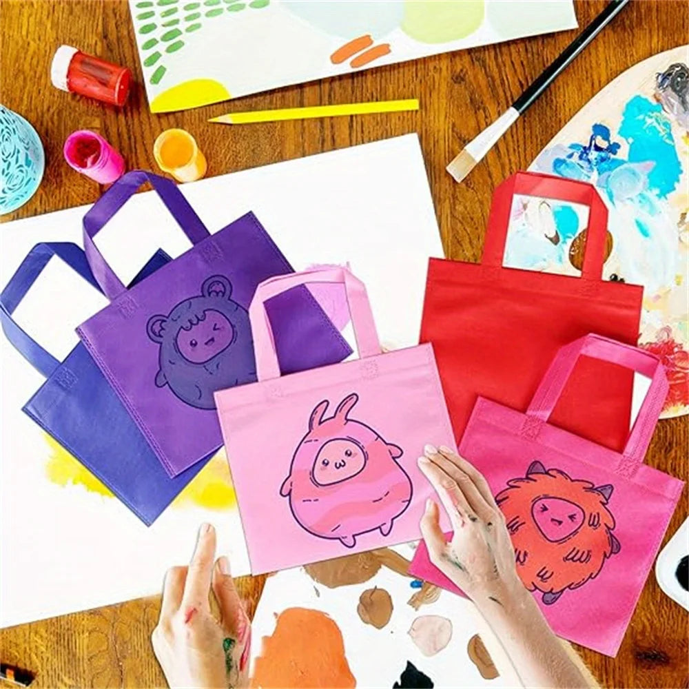 Non-Woven Party Tote Bags — 10 Pieces, Multicolor, 21 × 25 cm