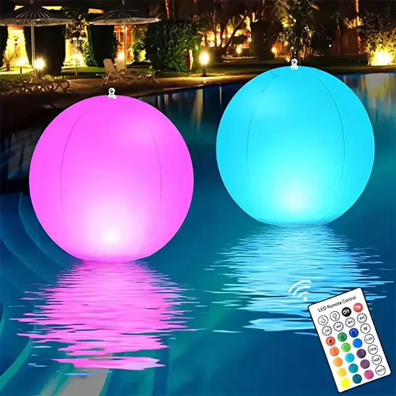 1-4PCS Floating Pool Lights with 16 Colors LED Glowing Inflatable Beach Balloon 20cm Waterproof Outdoor Swimming Pool Ball Light