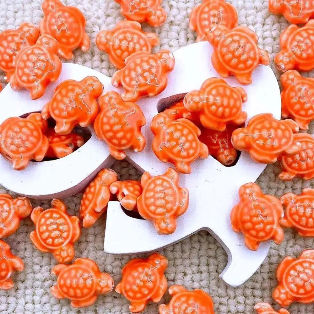 Ceramic Sea Turtle Beads, 10-Piece Set