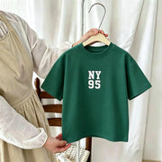 1-7 Age Girl Boy Clothing T-shirt Tops Short-sleeved Round Collar Casual Tshirts Children's Clothes Simple Versatile Kids Tshirt