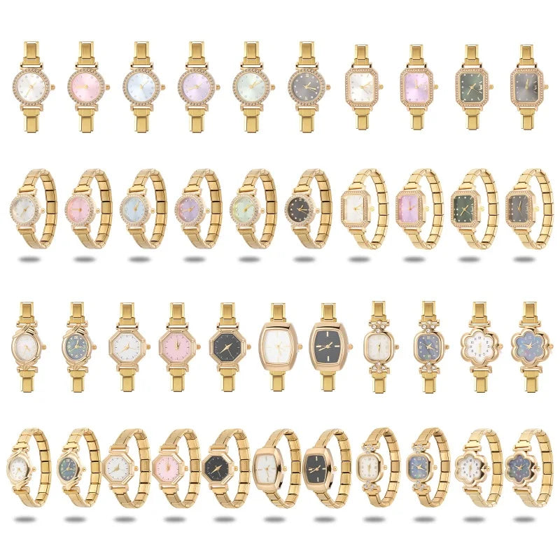 Fashion Luxury DIY 9MM Charm Stainless Steel Shiny Round Square Watch Bracelet Bangle High Quality Y2K Watch Head Christmas Gift