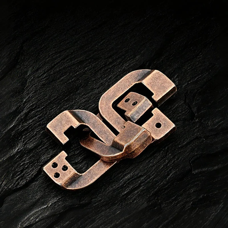 Novelty Magic Baffling XiongDiSuo Cast Metal Brain Teaser Puzzles IQ Logic Test Disentanglement Games Toys For Adults & Kids