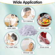 100/200Pcs Disposable Shower Cap for Hair Fresh-keeping Cover Food Storage Covers Food Grade Bowl Plate Cover Plastic Seal Wrap