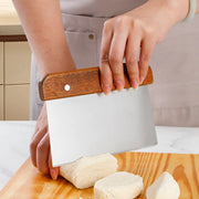 Wood-Handle Stainless Steel Dough Bench Scraper — 1 Piece, Selected Style
