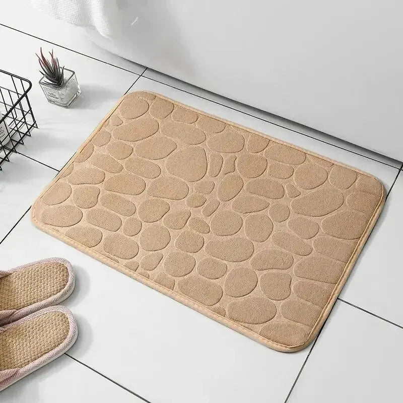 Pebble-Texture Microfiber Bath Mat — 60 × 40 cm, 1 Piece