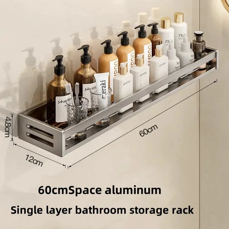 Maximize Your Space: No-Drill Aluminum Corner Shelf for Bathroom | All-in-One Shampoo Organizer & Towel Holder Solution