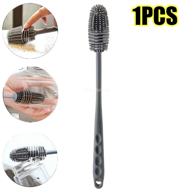 Long-Handle Silicone Bottle Cleaning Brush — Selected 1-, 2-, 3-, 5- or 10-Piece Pack