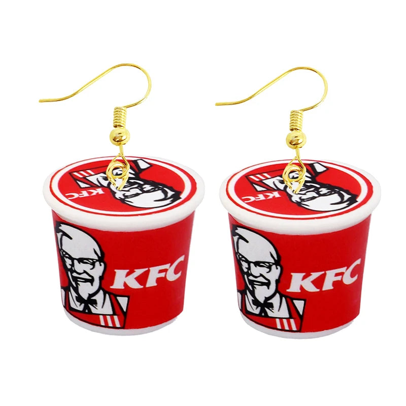 Earrings For Women Girls Cute Foods Hamburg Pizza Chicken Leg Candy Bottle Handmade Candy Kids Funny Resin