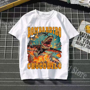 Tralalero Tralala Cotton T-shirt Kids Anime Tungtung Sahur Brainrot Tees Boy Girl Summer Short Sleeve Children Clothes Tops Gift