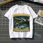 Tralalero Tralala Cotton T-shirt Kids Anime Tungtung Sahur Brainrot Tees Boy Girl Summer Short Sleeve Children Clothes Tops Gift