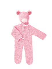 2pc/set Baby Outfits  Newborn Photography Props Romper Bear Jumpsuit Crochet Hat Wool Baby Boy Girl Animal Photo Prop